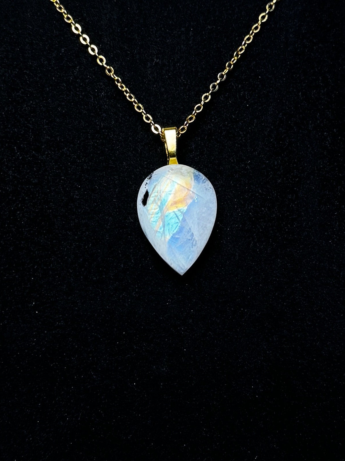 The Dawnveil Stone – Rainbow Moonstone Necklace