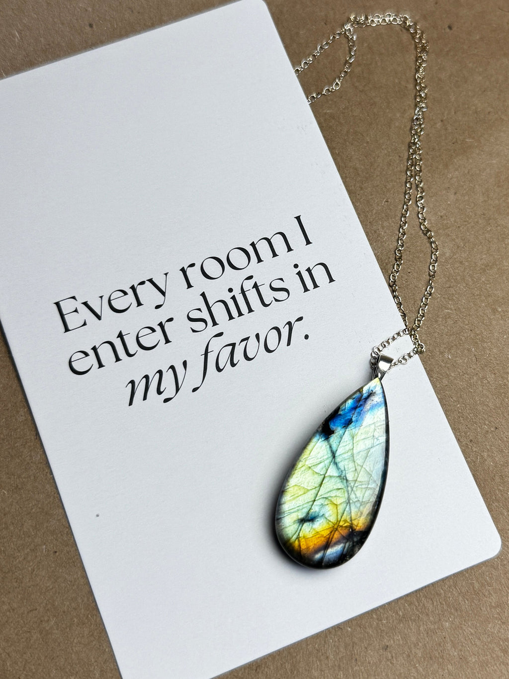 The Aurora Drift Stone – Silver Labradorite Necklace