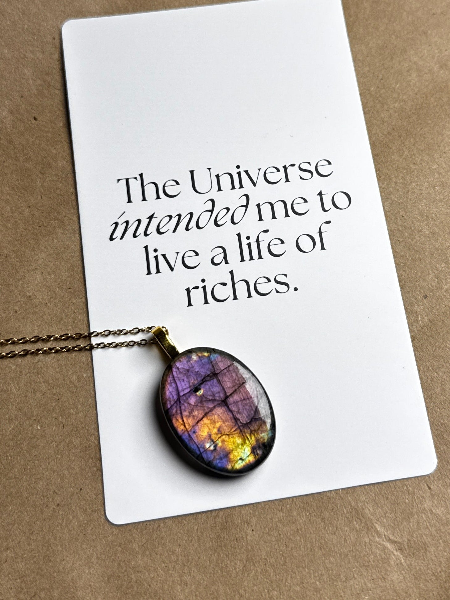 The Starglow Stone – Violet Gold Labradorite Necklace