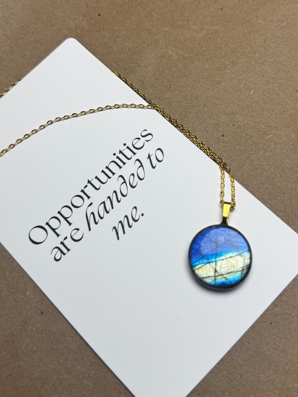 The Full Circle Stone – Electric Blue Labradorite Necklace