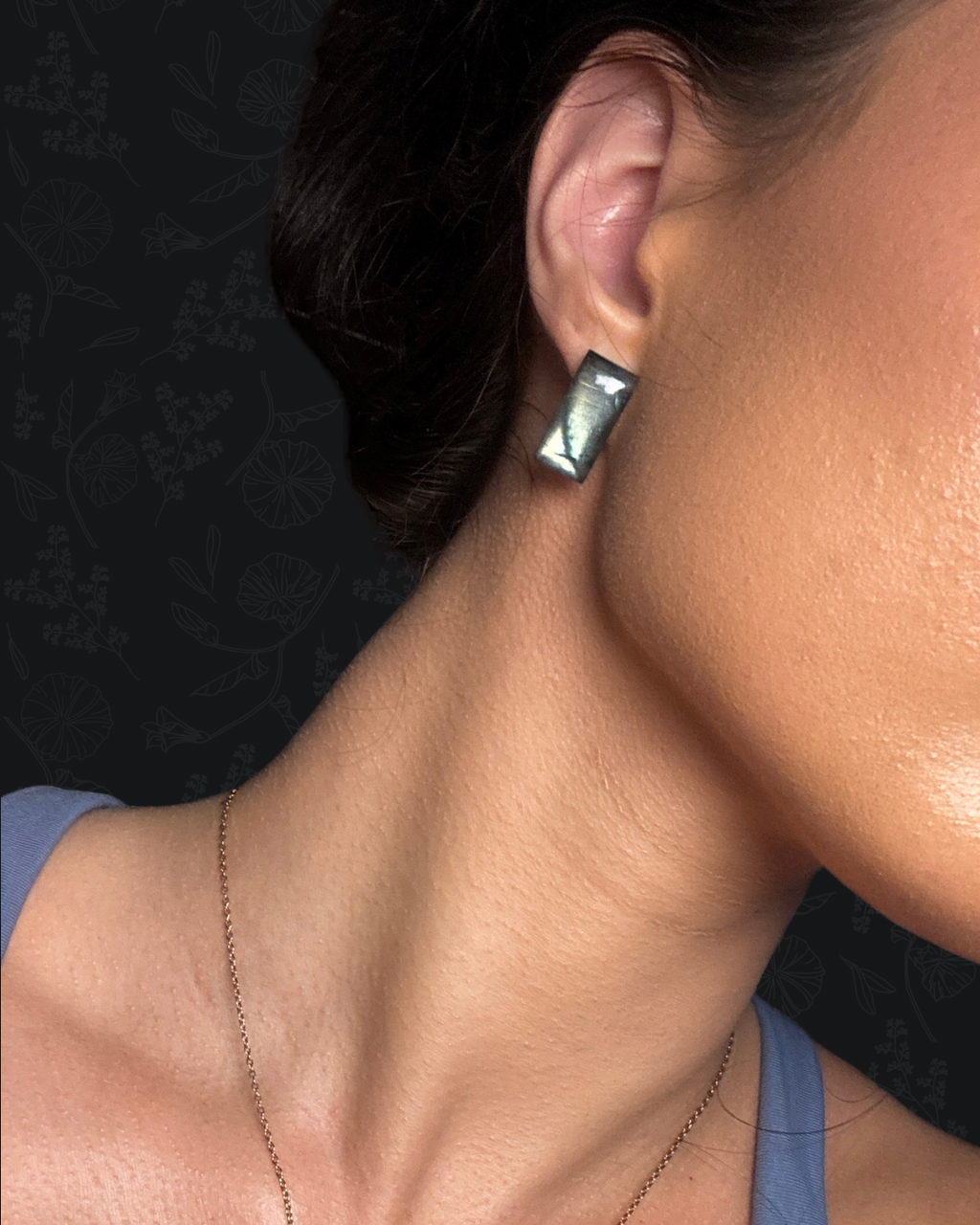 The Silver Lining Earrings – Silver Blue Labradorite Stud Earrings