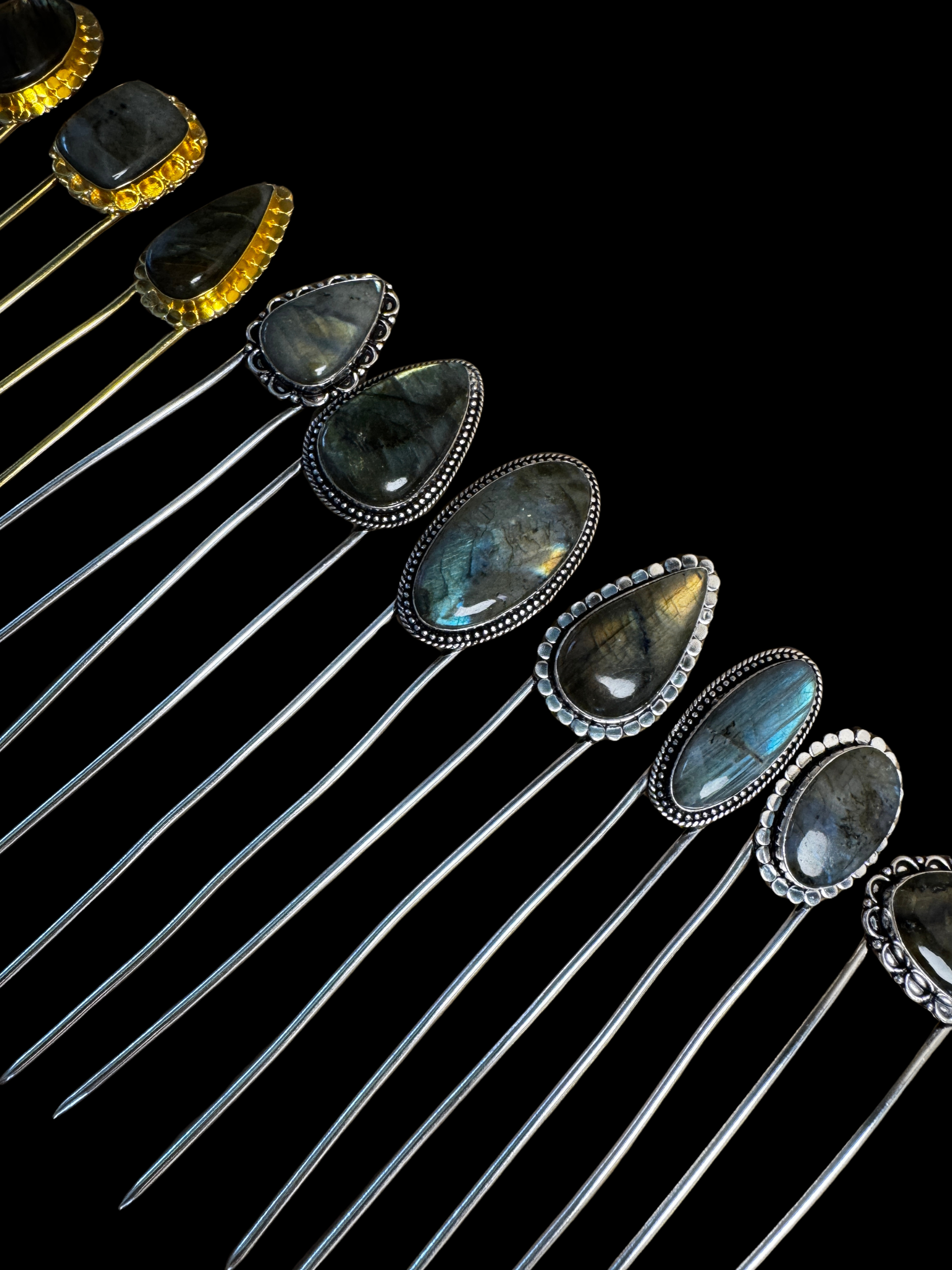 Labradorite Hair Pin – Silver Hair Fork