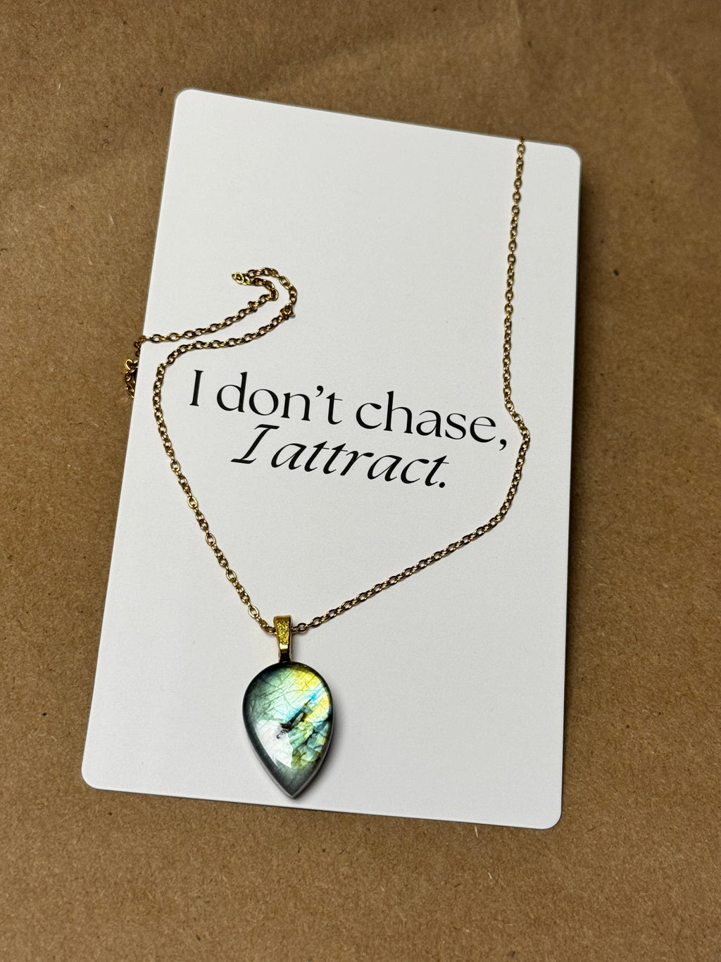 The Awakening Stone – Blue Green Labradorite Manifestation Necklace