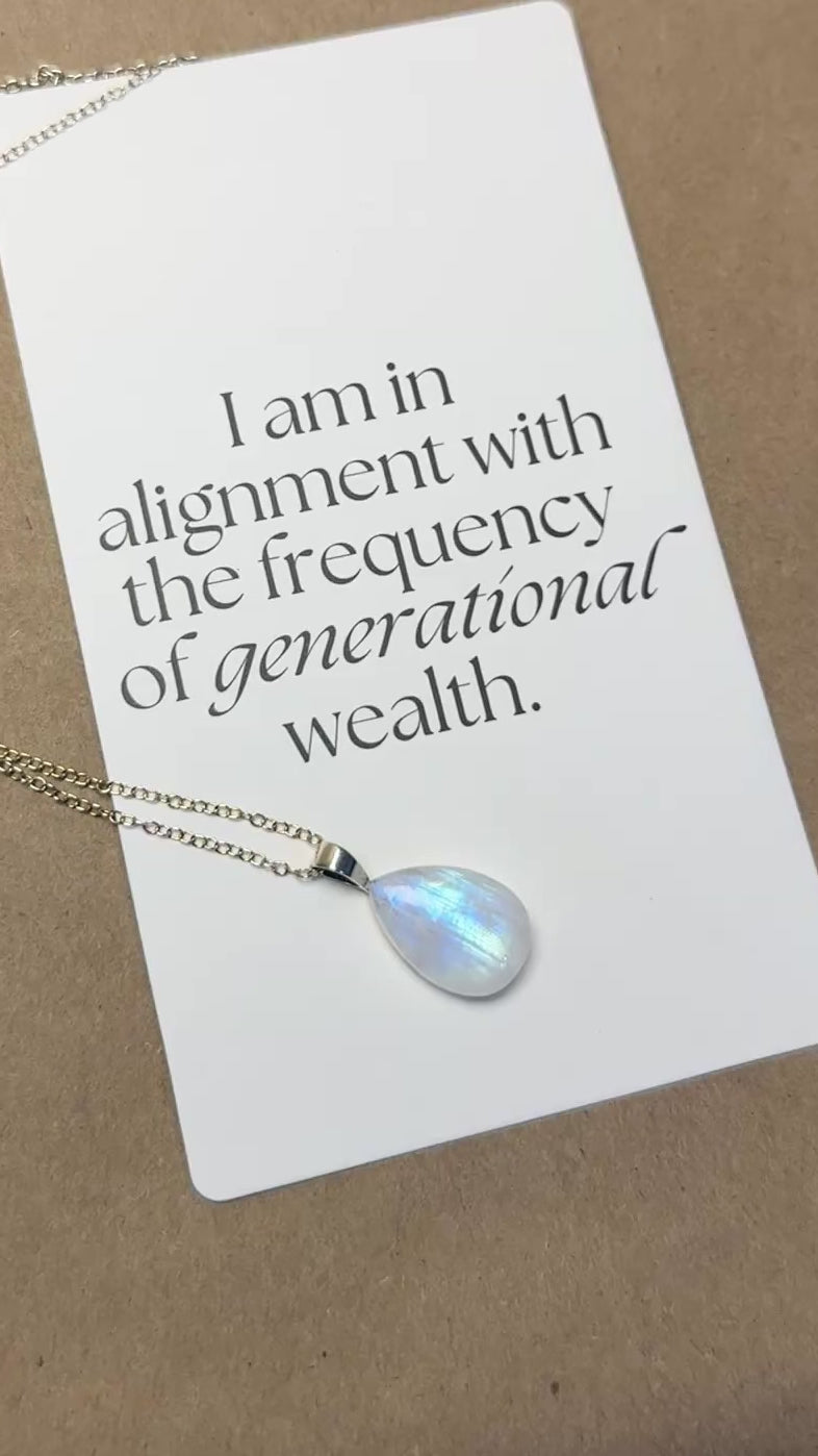 The Blue Veil Moon Stone – Silver Rainbow Moonstone Necklace
