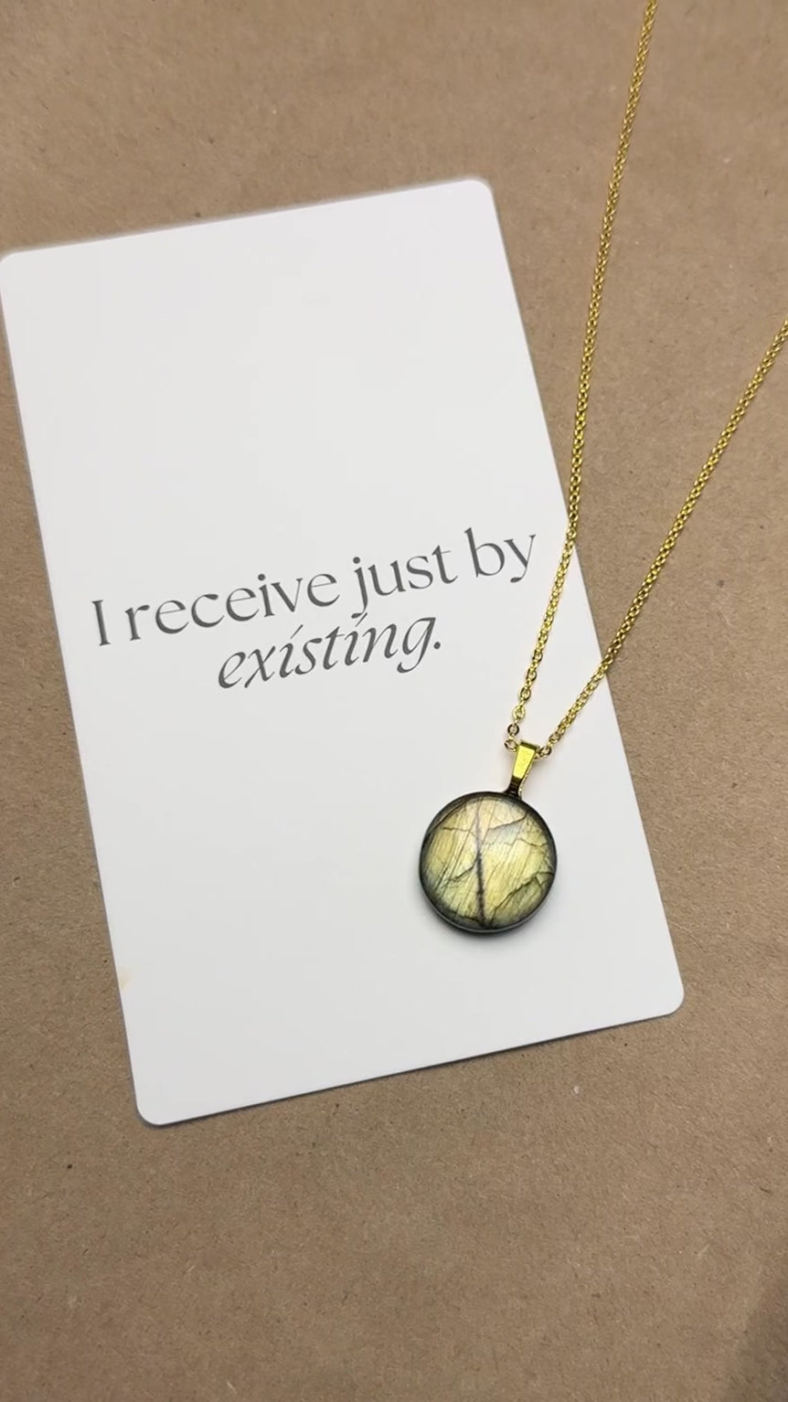 The Golden Halo Stone – Golden Yellow Labradorite Necklace