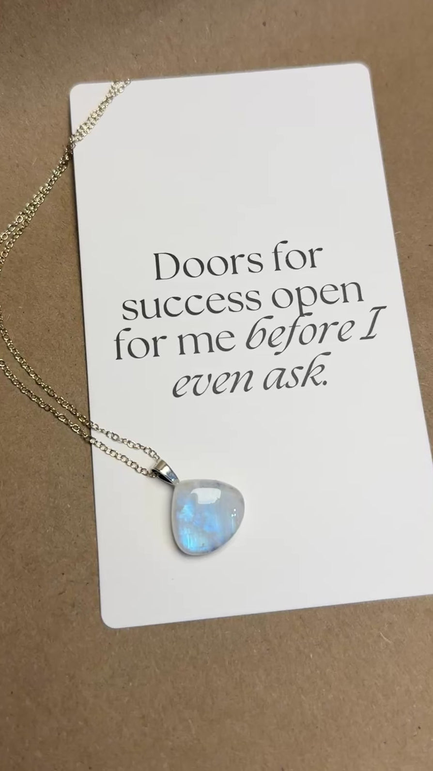The Blue Whisper Stone – Silver Rainbow Moonstone Necklace