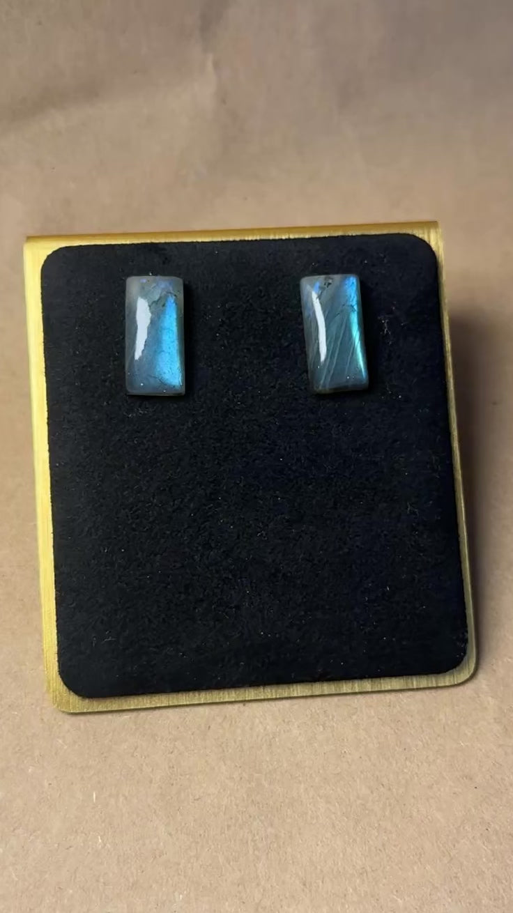 The Blue Flame Earrings – Electric Blue Labradorite Stud Earrings