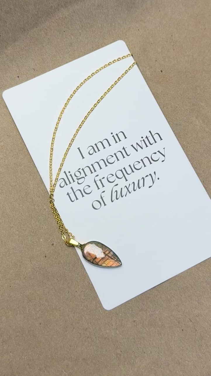 The Ember Glow Stone – Labradorite Necklace
