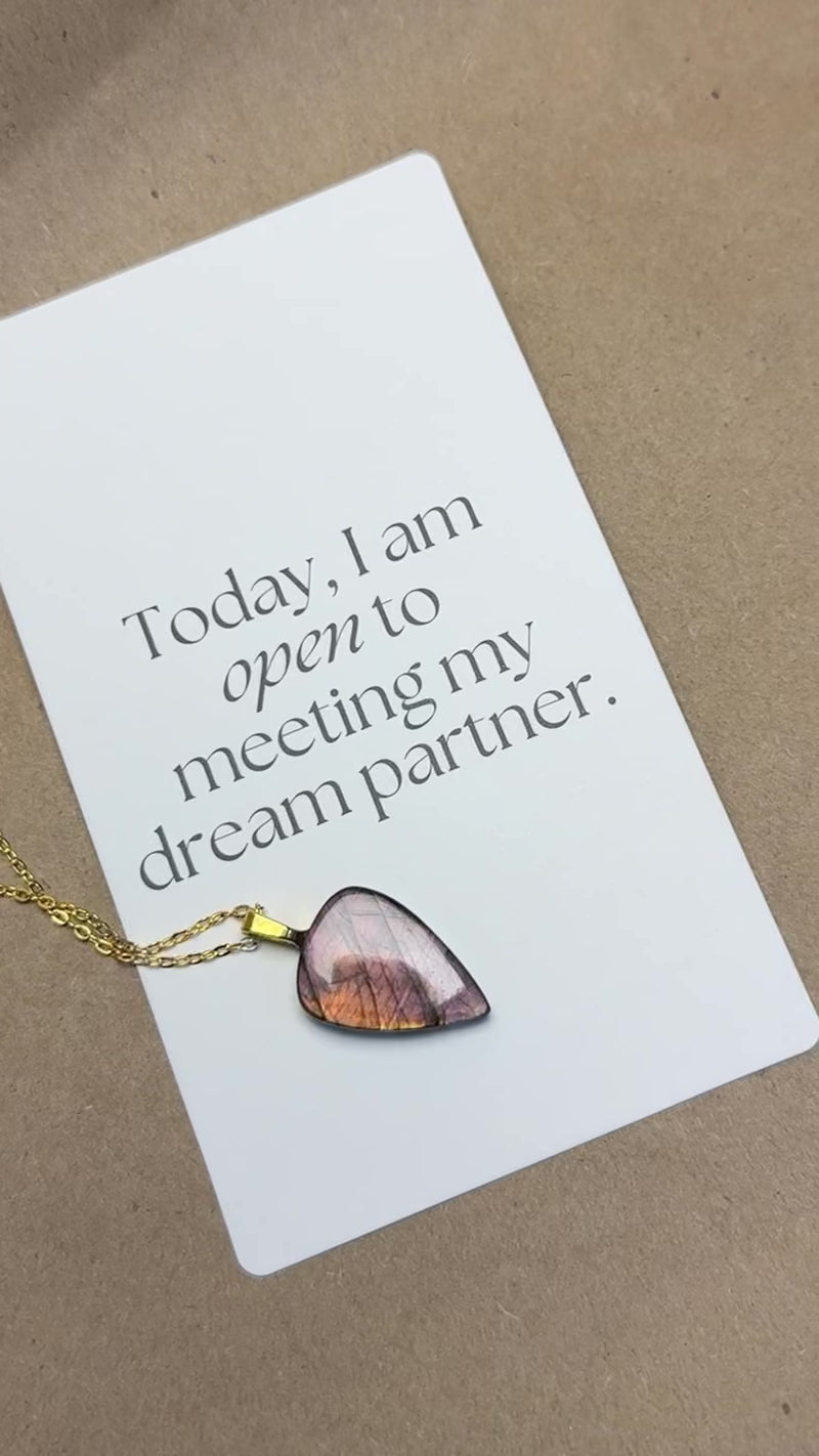 The Sunset Kiss Stone – Pink Gold Labradorite Necklace