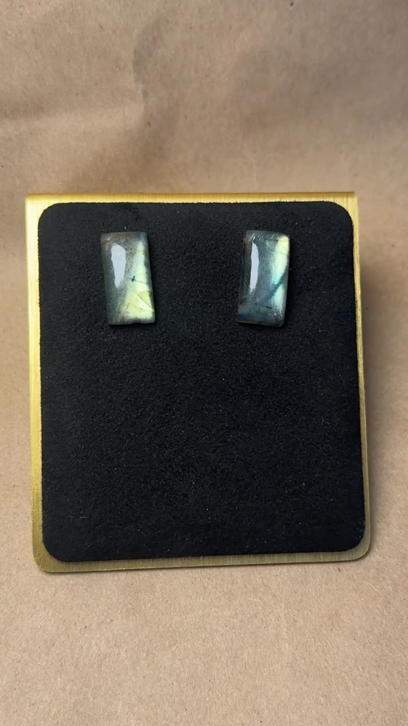 The Silver Lining Earrings – Silver Blue Labradorite Stud Earrings
