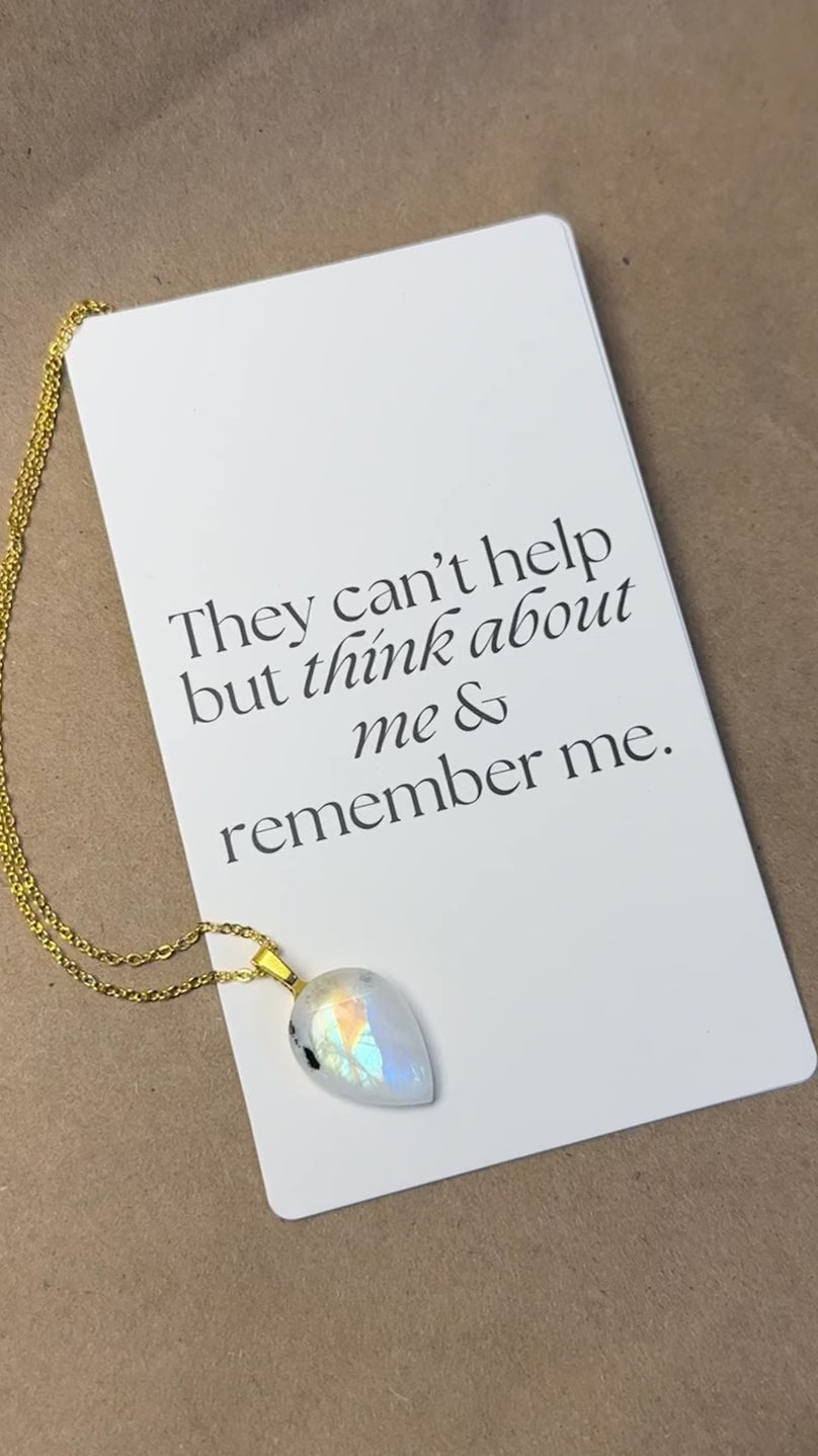 The Dawnveil Stone – Rainbow Moonstone Necklace