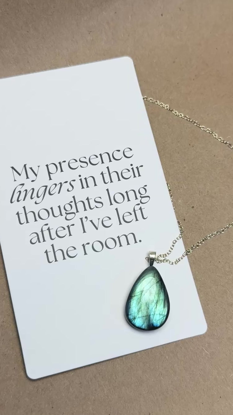 The Deepwater Stone – Silver Labradorite Necklace