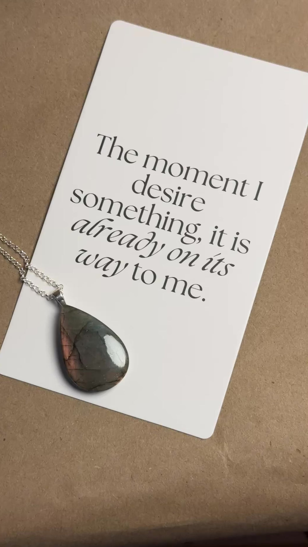 The Velvet Flame Stone – Copper Peach Labradorite Necklace