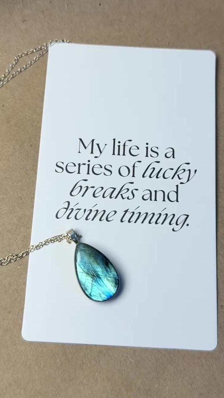 The Blue Ember Stone – Silver Labradorite Necklace
