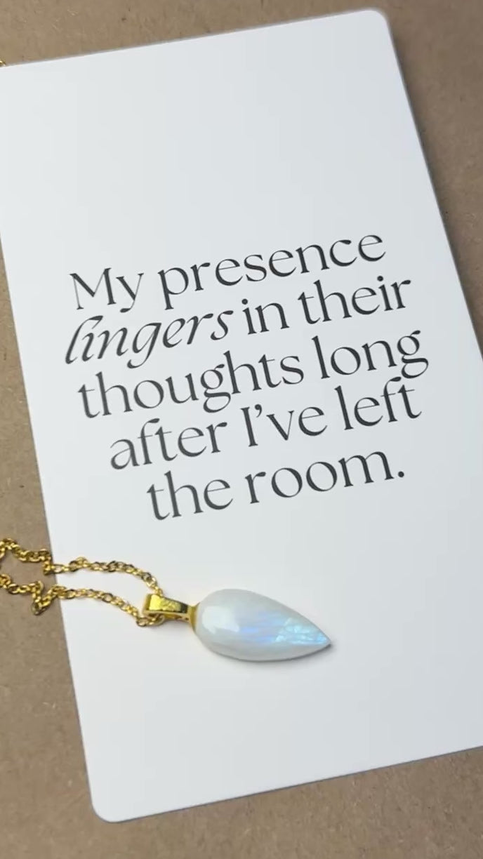 The Quiet Light Stone – Rainbow Moonstone Necklace