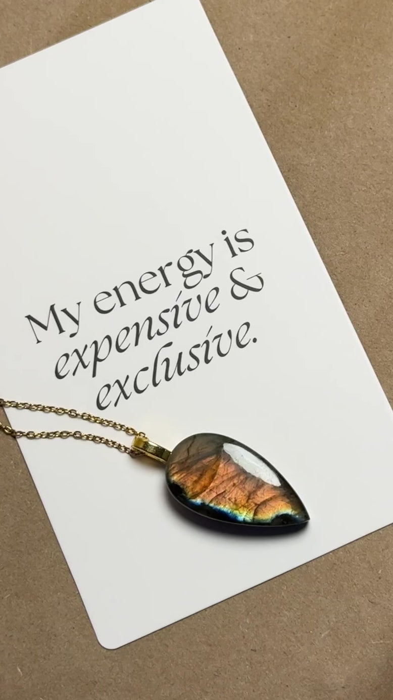 The Phoenix Stone – Golden Orange Labradorite Necklace