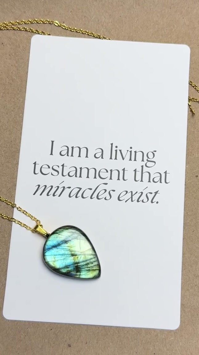 The Sea Glass Stone – Blue Green Labradorite Necklace