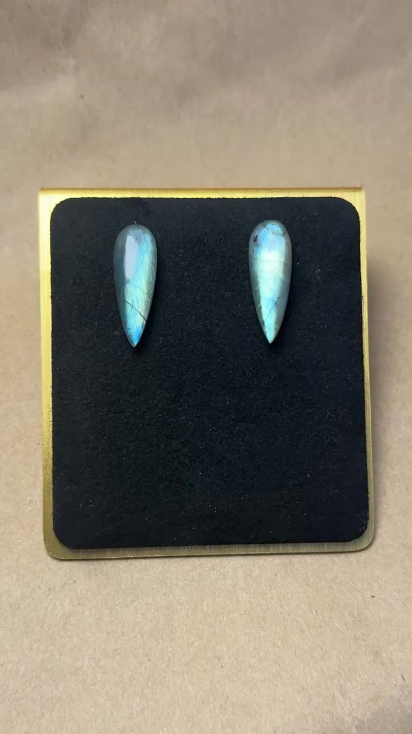 The Flowstate Earrings – Aqua Blue Labradorite Stud Earrings