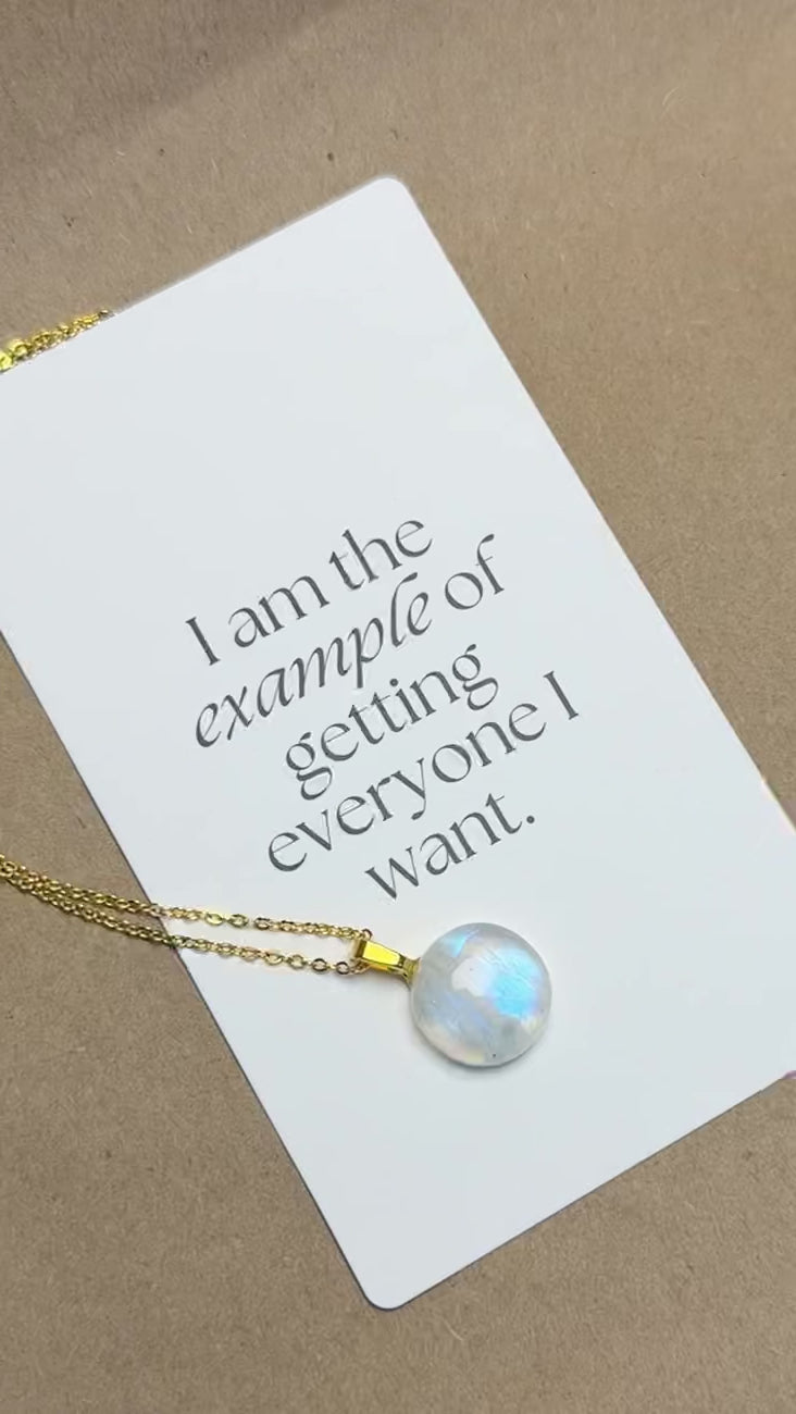 The Celestide Stone – Rainbow Moonstone Necklace