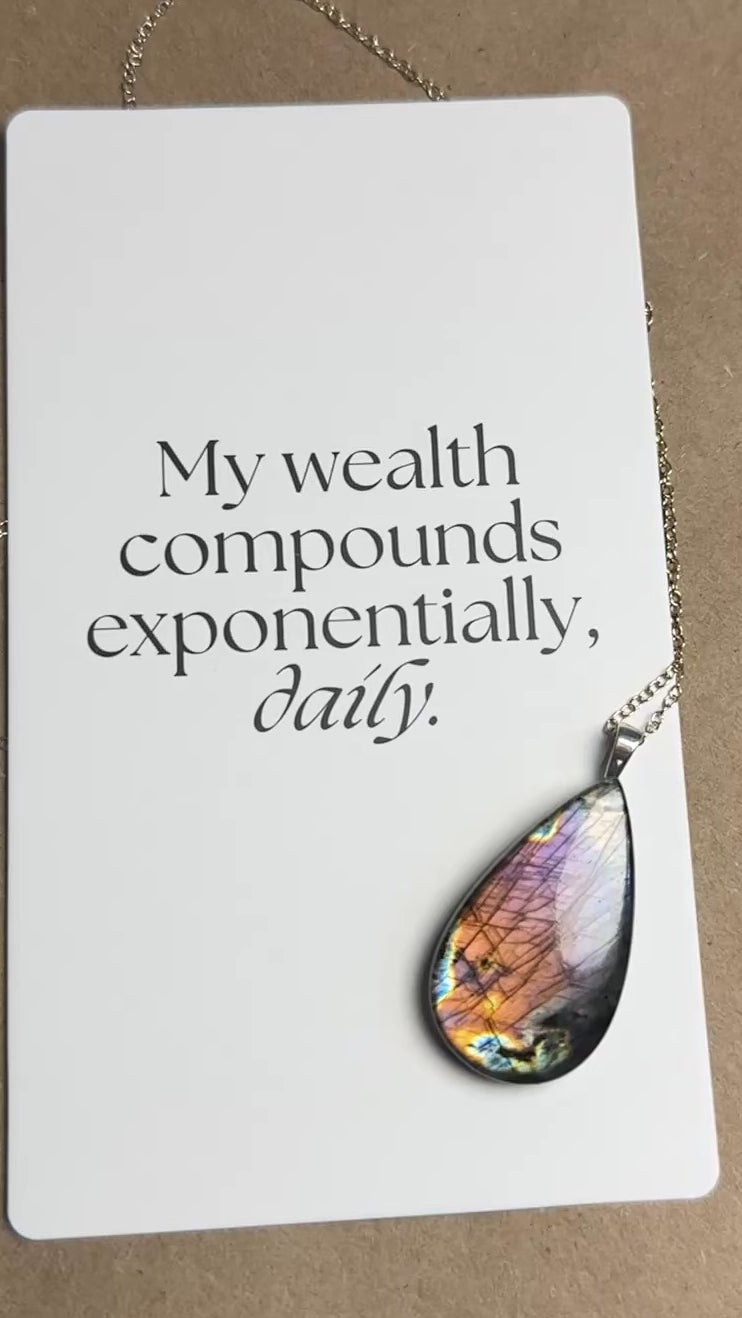 The Ember Bloom Stone – Silver Labradorite Necklace