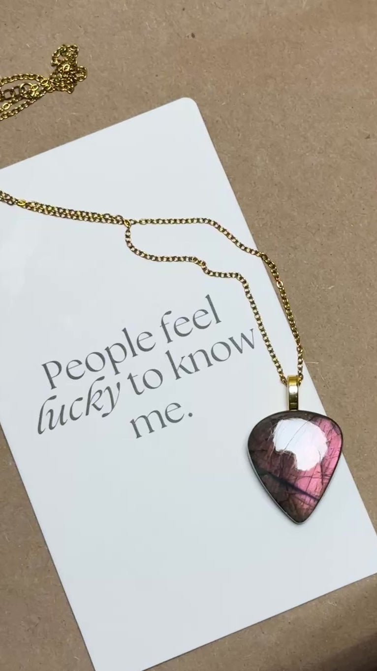 The Roselight Stone – Rosy Pink Labradorite Necklace