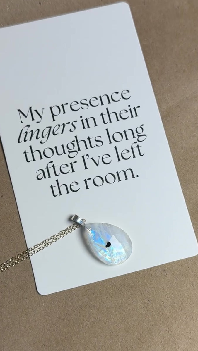 The Stillwater Moon Stone – Silver Rainbow Moonstone Necklace