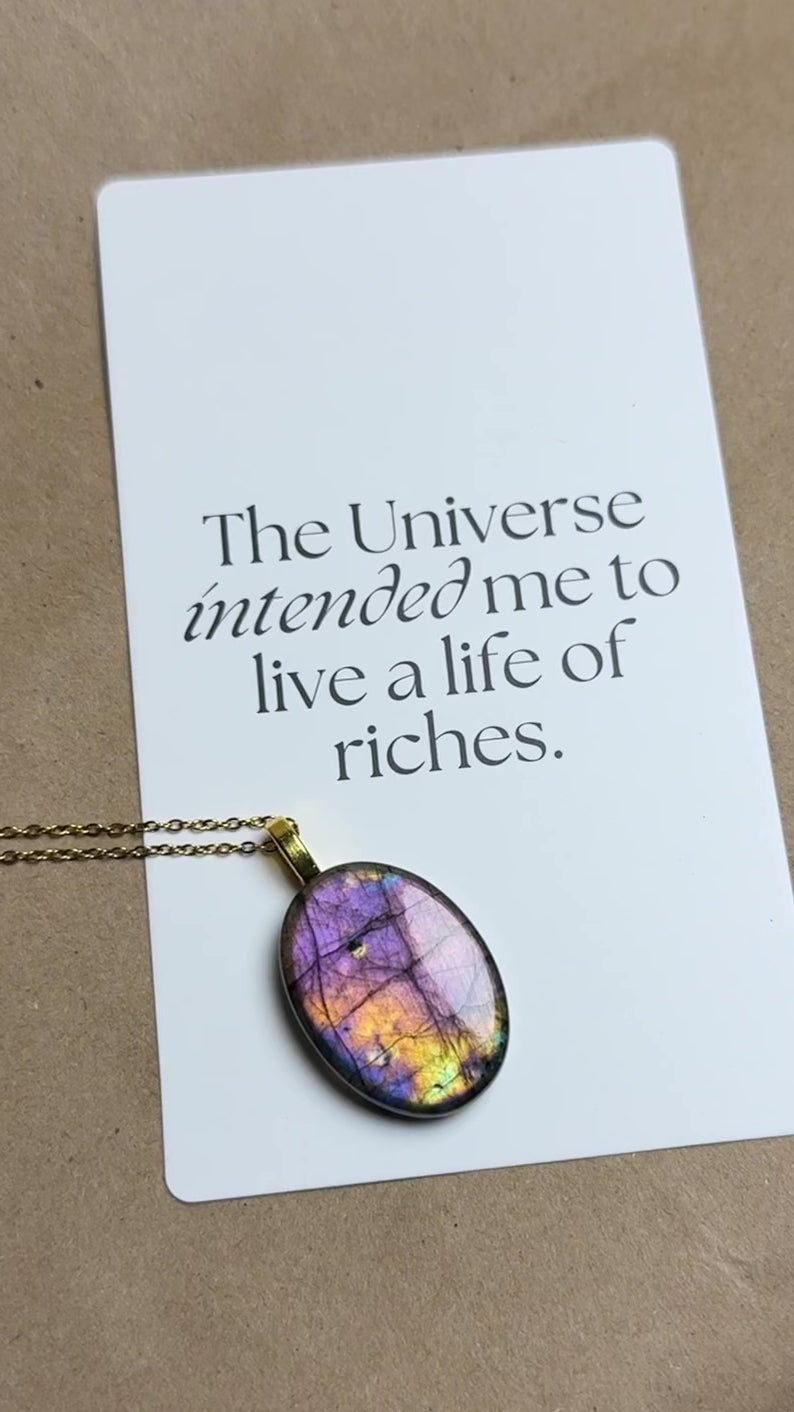 The Starglow Stone – Violet Gold Labradorite Necklace