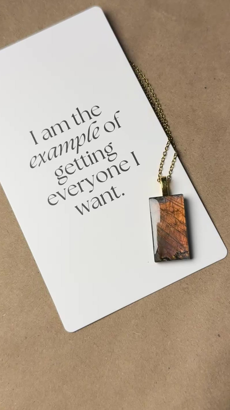 The Golden Hour Stone – Golden Orange Labradorite Necklace