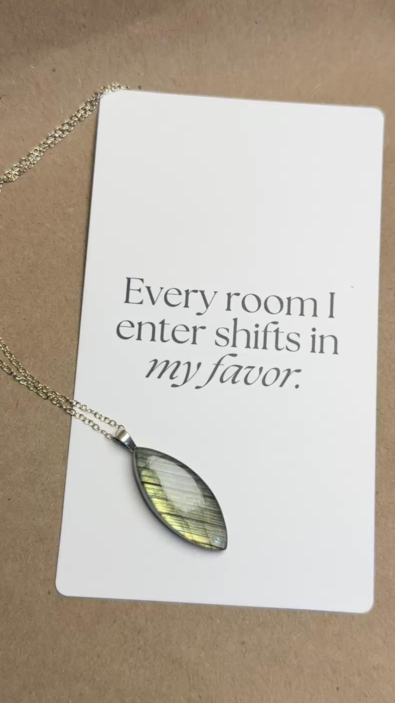 The Golden Path Stone – Silver Labradorite Necklace
