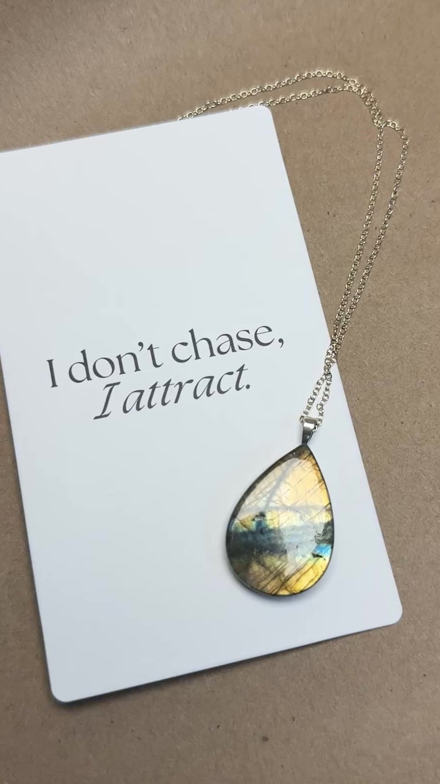 The Golden Signal Stone – Silver Labradorite Necklace