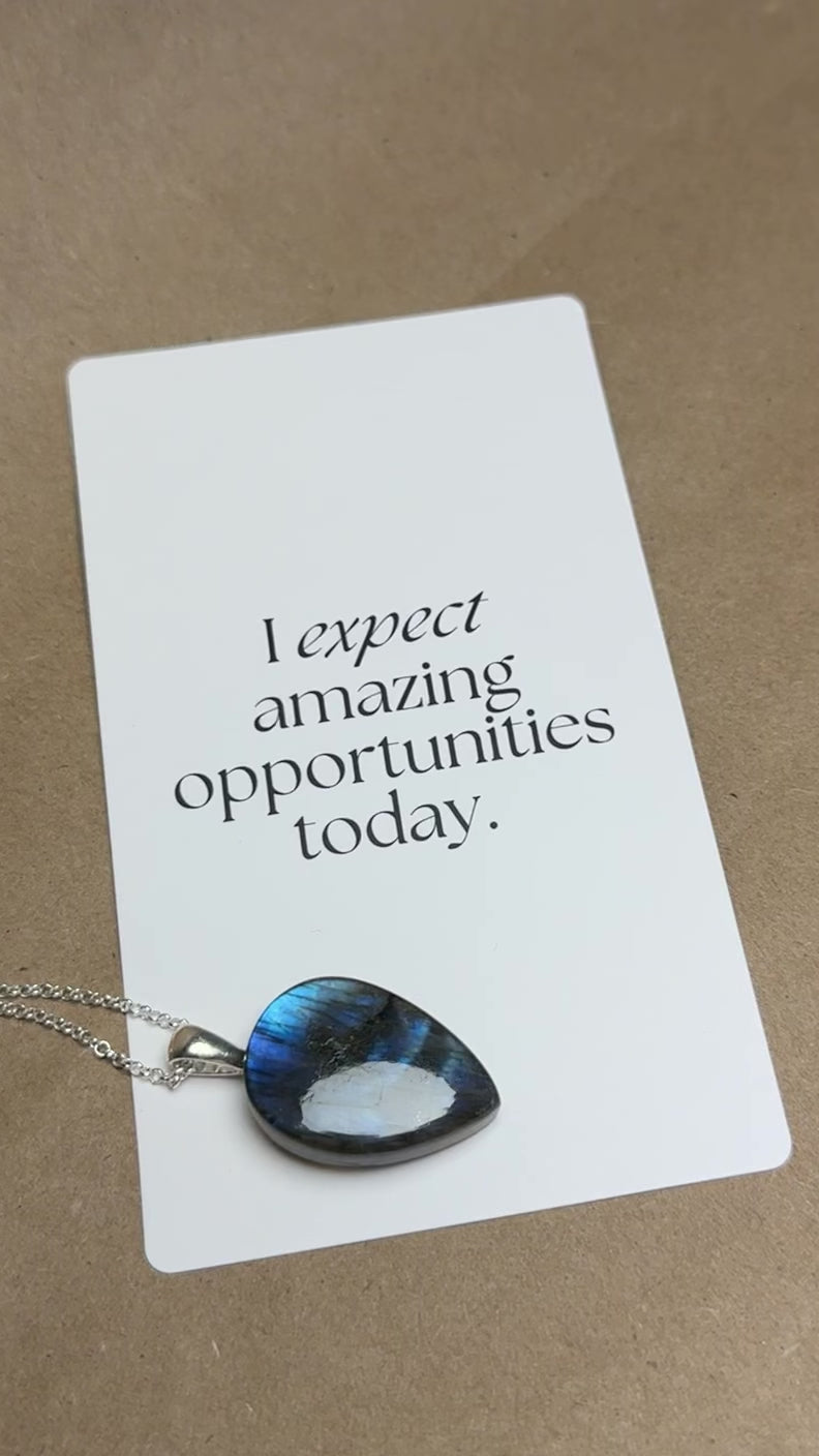 The Eclipse Stone – Electric Blue Labradorite Necklace